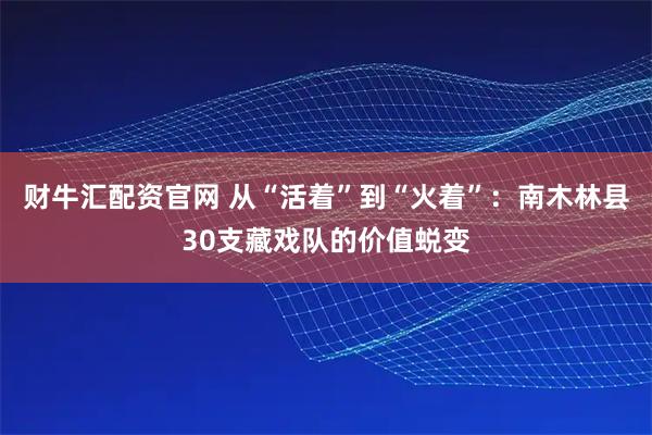财牛汇配资官网 从“活着”到“火着”：南木林县30支藏戏队的价值蜕变
